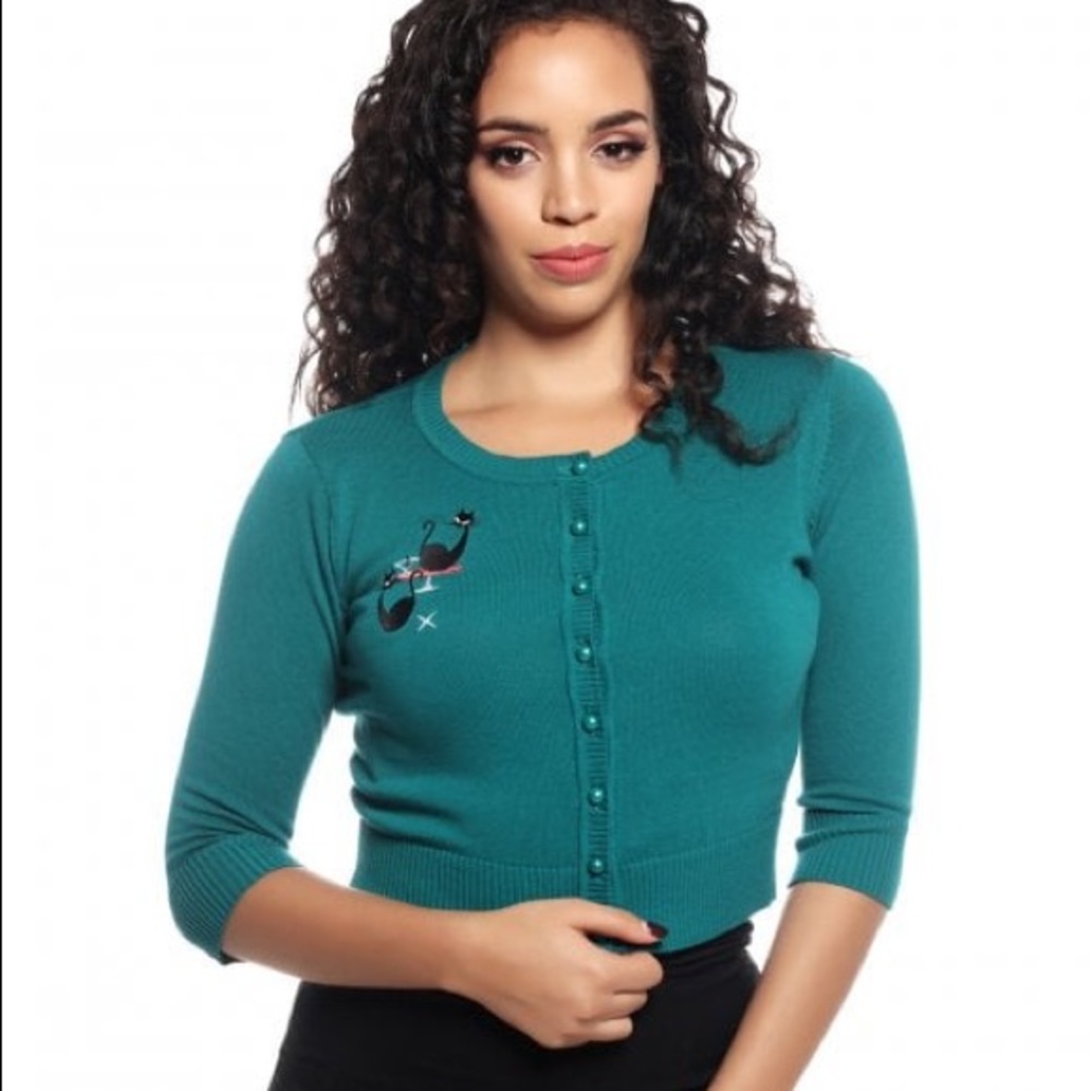Collectif Mainline Lucy Atomic Cats Cardigan Large
